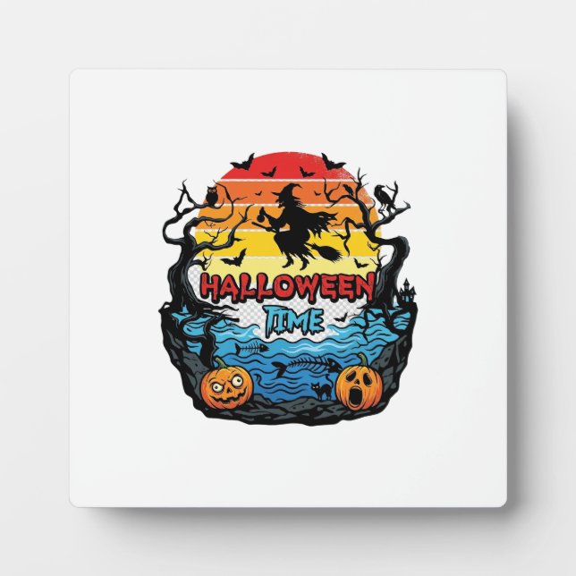 Plaque Photo Sorcière de la période d'Halloween Citrouilles Cha (Devant)
