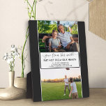 Plaque Photo Sorti de ce Monde 2 photo souvenir<br><div class="desc">Créez votre propre plaque photo de souvenir personnalisée. Le titre dit "parti de ce monde, mais pas de nos coeurs" en élégant écriture manuscrite et en majuscules modernes. Le modèle photo est configuré pour vous permettre d'ajouter 2 de vos photos préférées et vous pouvez également ajouter votre propre libellé personnalisé....</div>