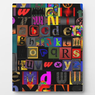 Plaque Photo Soupe Alphabet, lettres mosaïque design, colorfu a