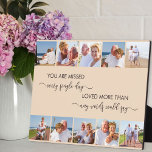 Plaque Photo Souvenir 10 Almond photo Vous avez disparu<br><div class="desc">Plaque photo souvenir personnalisée avec un libellé amoureux dans la typographie moderne et la calligraphie élégante. Le modèle photo est configuré pour que vous puissiez ajouter vos images, qui sont affichées au format carré / instagram, en deux rangées de cinq, bordant les bords longs et encadrant le devis mémorial. Le...</div>