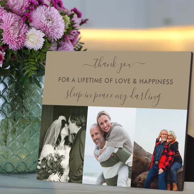 Plaque Photo Souvenir 3 Photo Collage Beige Brown Personnalisé (Créateur téléchargé)