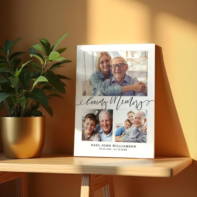 Plaque Photo Souvenir d'amour 3 Mémoire de collage de photos Ca (Loving Memory 3 Photo Collage Memorial Keepsake Plaque)