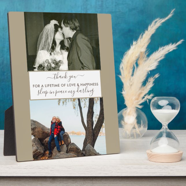 Plaque Photo Souvenir Personnalisé 2 Photo Beige Brown (Côté)