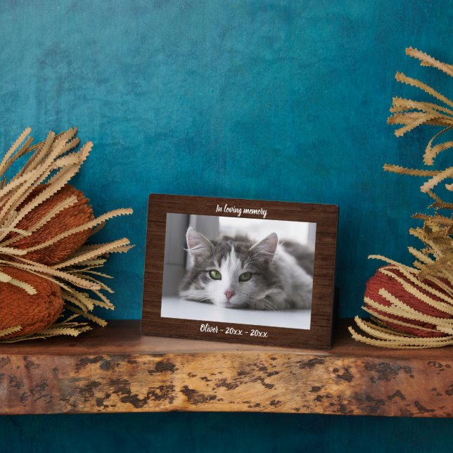 Plaque Photo Souvenir photo de mémorial de chat en bois rustiqu (Côté)