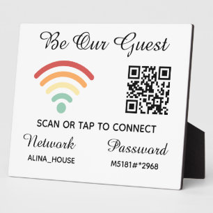 Plaque Photo Soyez notre invité Qr Code Wifi Réseau et mot de p