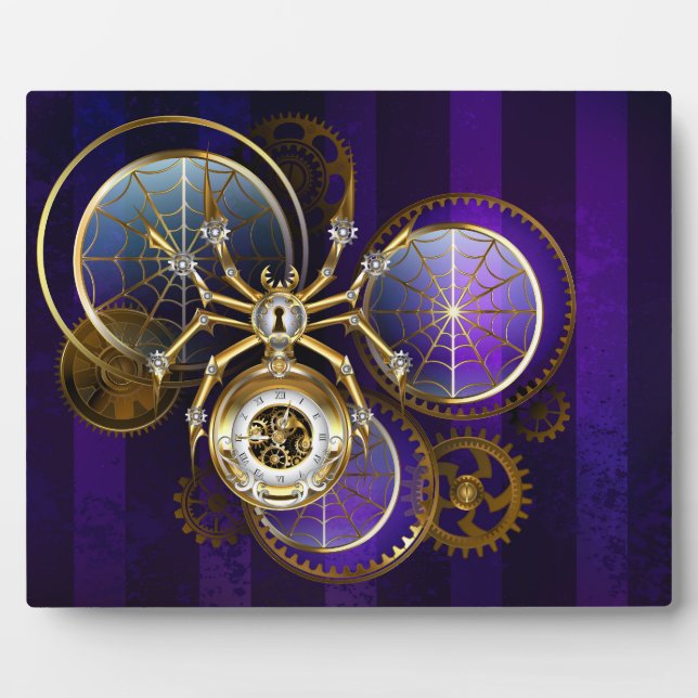 Plaque Photo Spider Steampunk sur Arrière - plan pourpre (Devant)