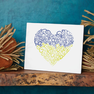Plaque Photo Spiral tourbillons mehandi coeur drapeau ukrainien