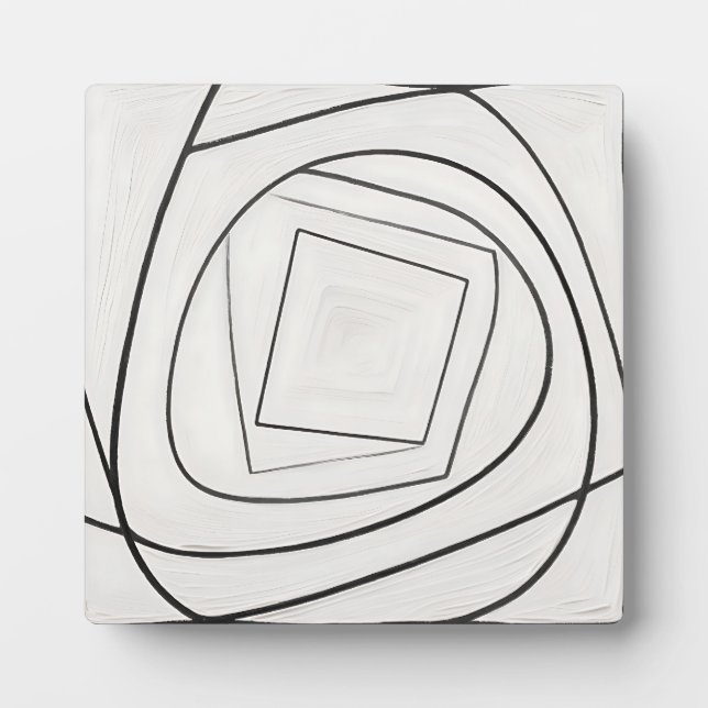 Plaque Photo Spirale Carrée Abstraite Noir Blanc (Devant)
