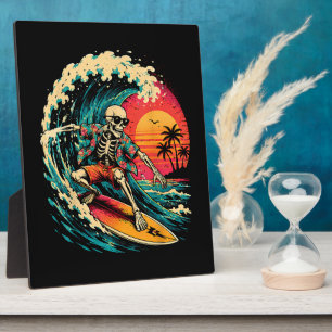 Plaque Photo Squelette de surf vintage Halloween planche de sur