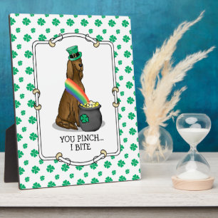 Plaque Photo St. Patrick's Day Irish Setter Chien (rouge 1) Drô