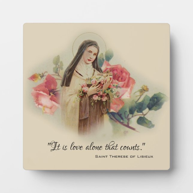 Plaque Photo St. Therese the Little Flower Roses Quote (Devant)