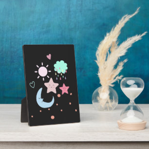 Plaque Photo Star Moon nuage soleil coeur mignon bébé
