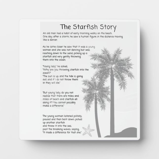 Plaque Photo Starfish Story, Starfish Throver, Starfish Poem (Devant)