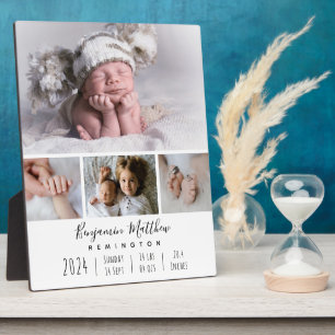 Plaque Photo Statistiques de naissance de bébé Collage Quatre p