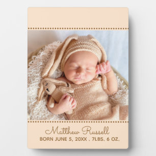 Plaque Photo Statistiques de naissance de bébé photo personnali