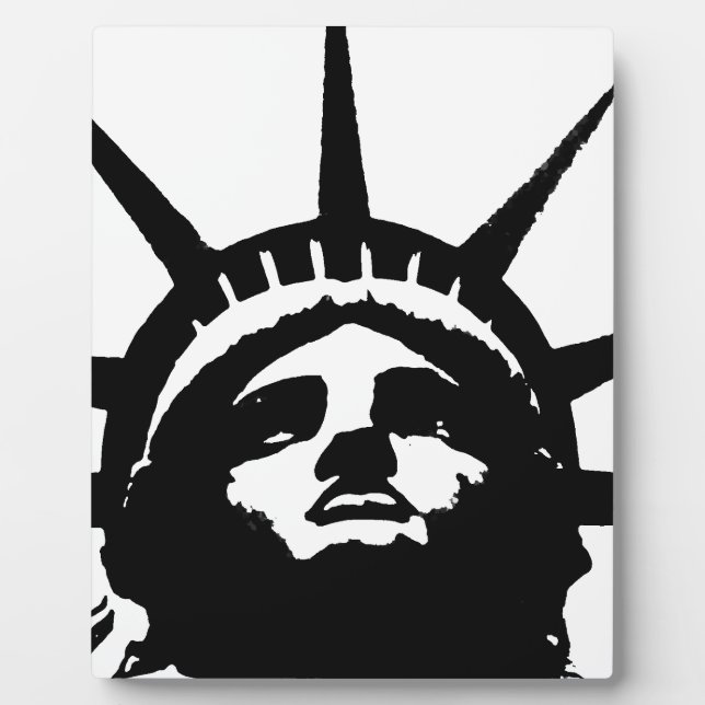 Plaque Photo Statue d'Art Pop Noir & Blanc de la Liberté (Devant)