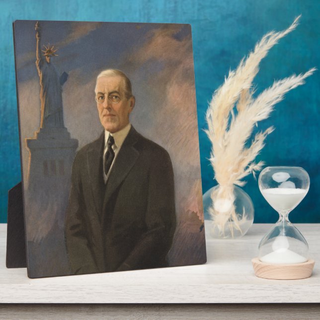 Plaque Photo Statue de la Liberté et président Woodrow Wilson (Côté)