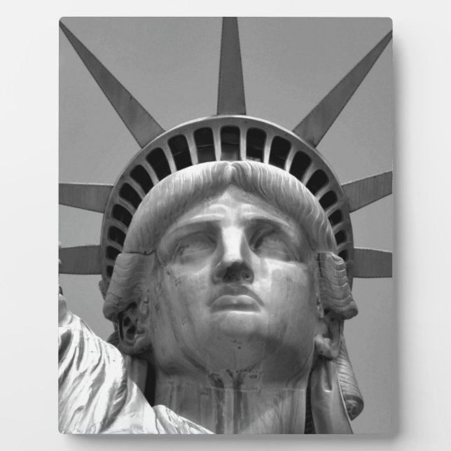 Plaque Photo Statue noire et blanche de Liberty New York (Devant)