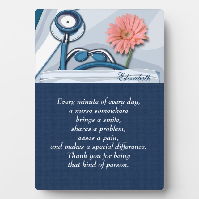 Plaque Photo Stethoscope et Daisy Nurse Appréciation Cadeau (Devant)