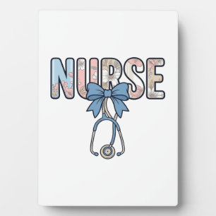Plaque Photo Stéthoscope Nurse Bow Floral Vintage