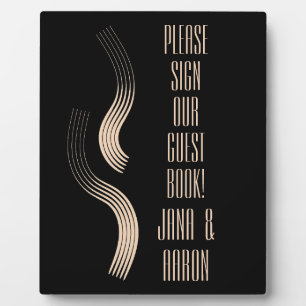 Plaque Photo Streamline Beige-on-Black Moderne Livre d'or