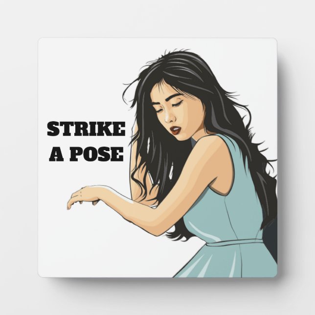 PLAQUE PHOTO "STRIKE A POSE" DAME ASIATIQUE (Devant)