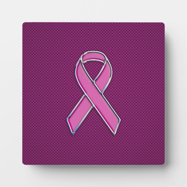 Plaque Photo Style Chrome Pink Ribbon Sensibilisation Fibre de  (Devant)