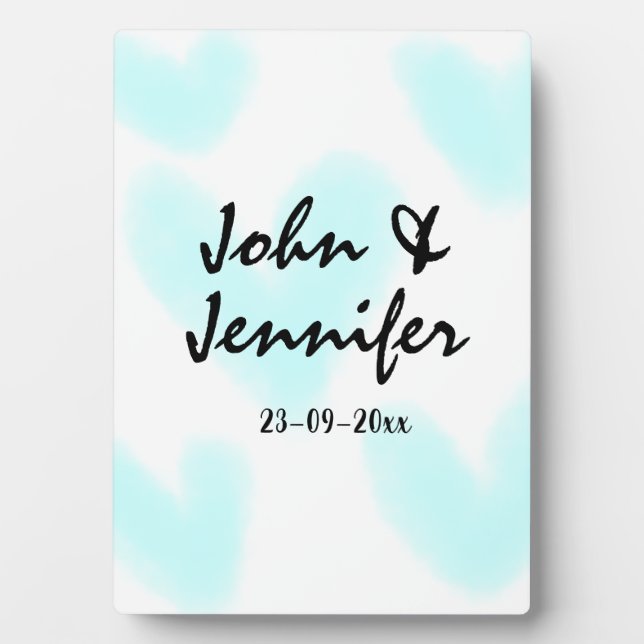 Plaque Photo style de texte minimal simple blanc mariage cœur b (Devant)
