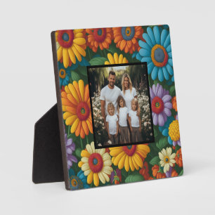 Plaque Photo Style les années 70 rétro floral coloré personnali