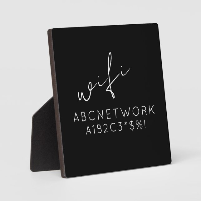 Plaque Photo Stylish WiFi Password Sign Black  (Recto)