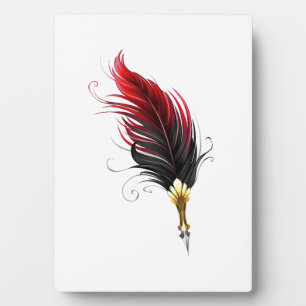 Plaque Photo Stylo rouge en plumes avec nib or