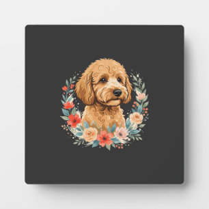 Plaque Photo Sublimation ronde de chien floral