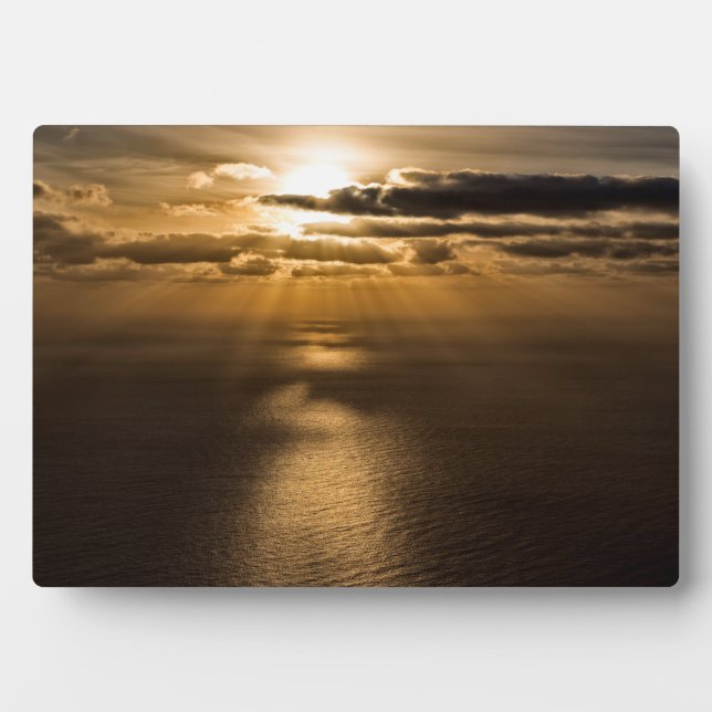 Plaque Photo Sunrise above the Atlantic ocean (Devant)