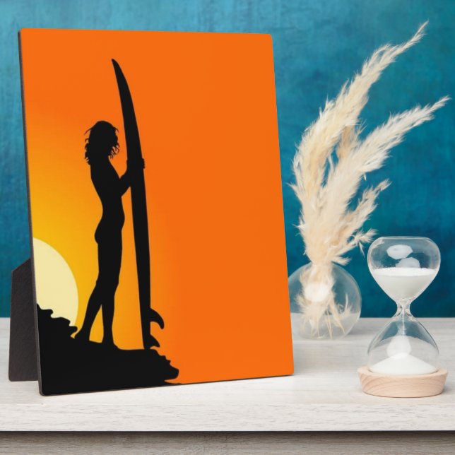 Plaque Photo Sunset Surfer Girl (Côté)