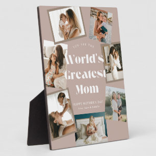 Plaque Photo Super Maman Monde Dusty Pink 7 Collage Photo