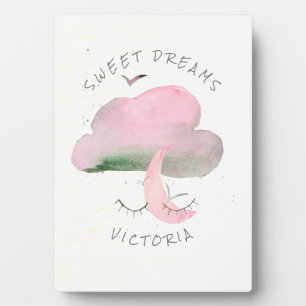 Plaque Photo Sweams Dreams Pink Cloud & Moon Nursery