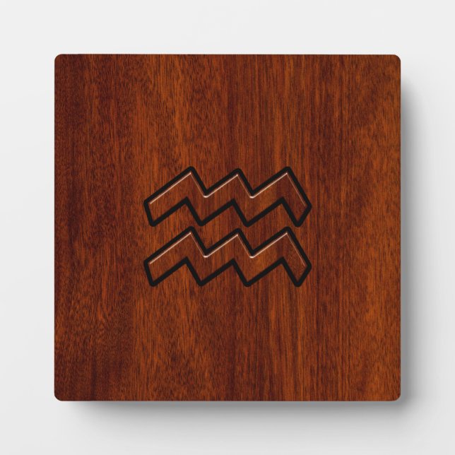 Plaque Photo Symbole Aquarius Zodiac Style acajou (Devant)