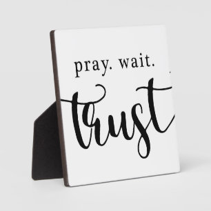 Plaque Photo Symbole chrétien Prier Wait Trust