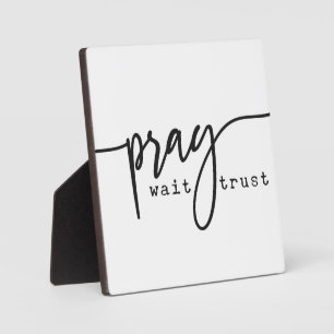 Plaque Photo Symbole chrétien Prier Wait Trust