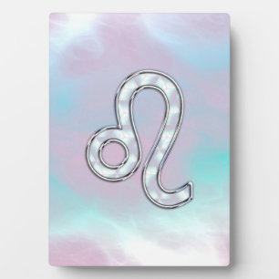 Plaque Photo Symbole de Leo Zodiac sur Pastels Style Nacre Impr