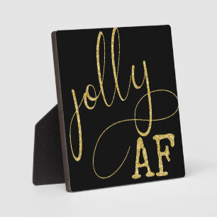 Plaque Photo Symbole de Noël Jolly AF Black and Gold Funny