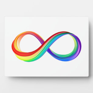 Plaque Photo Symbole d'infinité arc-en-ciel stratifié