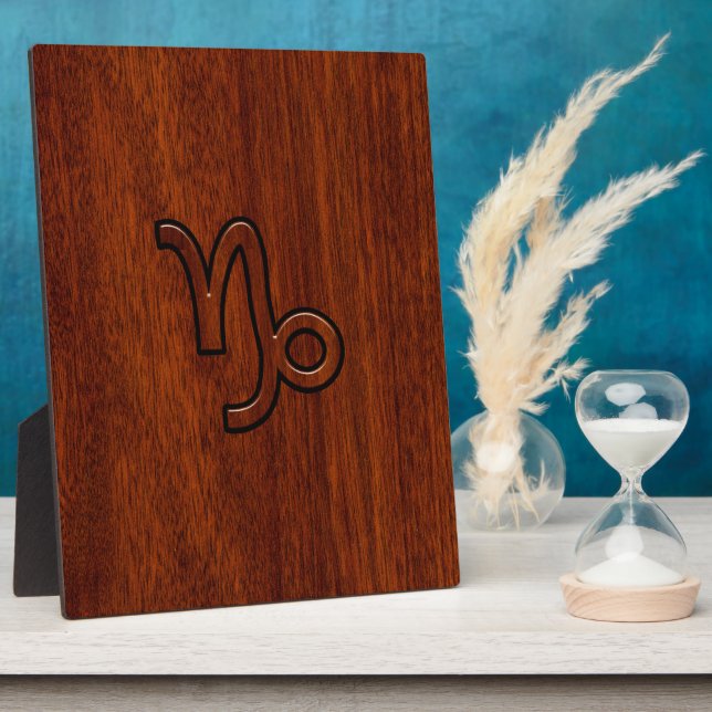 Plaque Photo Symbole du Zodiac Capricorn en Mahogany Style prin (Côté)