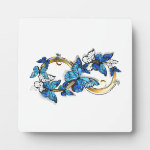 Plaque Photo Symbole infini de papillons Morpho bleus
