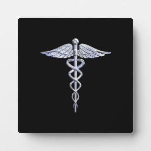 Plaque Photo Symbole Médicale de Caduceus en argent sur la déco