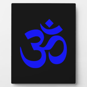 Plaque Photo Symbole Om noir et bleu