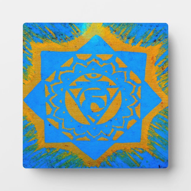 Plaque Photo symbole tantrique en or bleu (Devant)