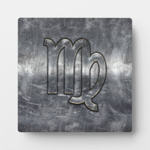 Plaque Photo Symbole Virgo Zodiac Grunge Argent Style désaffect