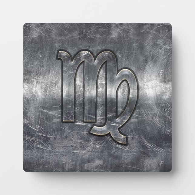 Plaque Photo Symbole Virgo Zodiac Grunge Argent Style désaffect (Devant)
