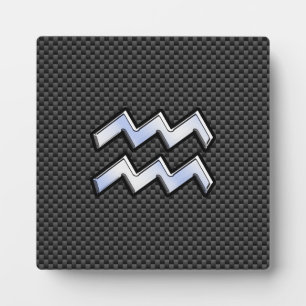 Plaque Photo Symbole Zodiaque d'argent Aquarius Style fibre de